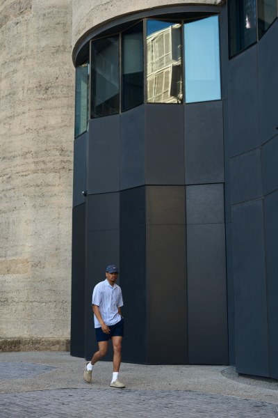Muti Summer 2024 campaign frame using hard architectural lines. By Nick van der Touw.