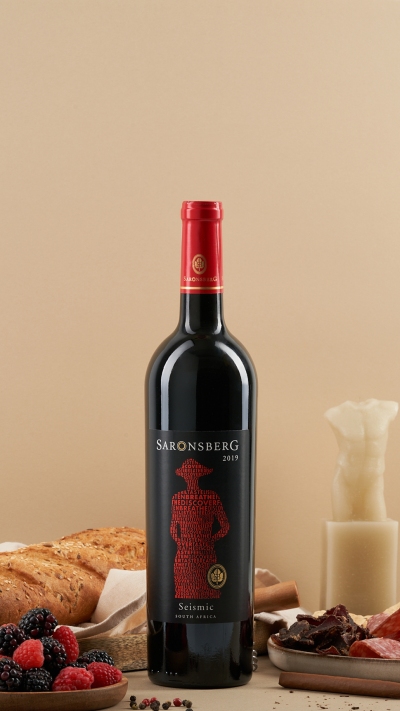 Product wine shot of Kanonkop Kadette Pinotage with glasses. By Nick van der Touw.