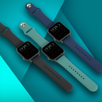 Product shot of Apple Watches in blue and silver. By Nick van der Touw.