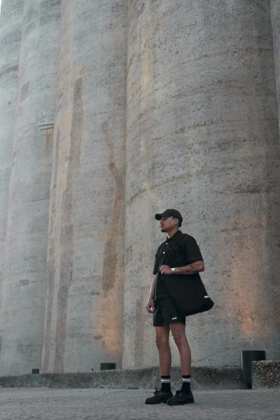 Muti Summer 2024 campaign frame at the Cape Town silos. Fashion photography by Nick van der Touw.